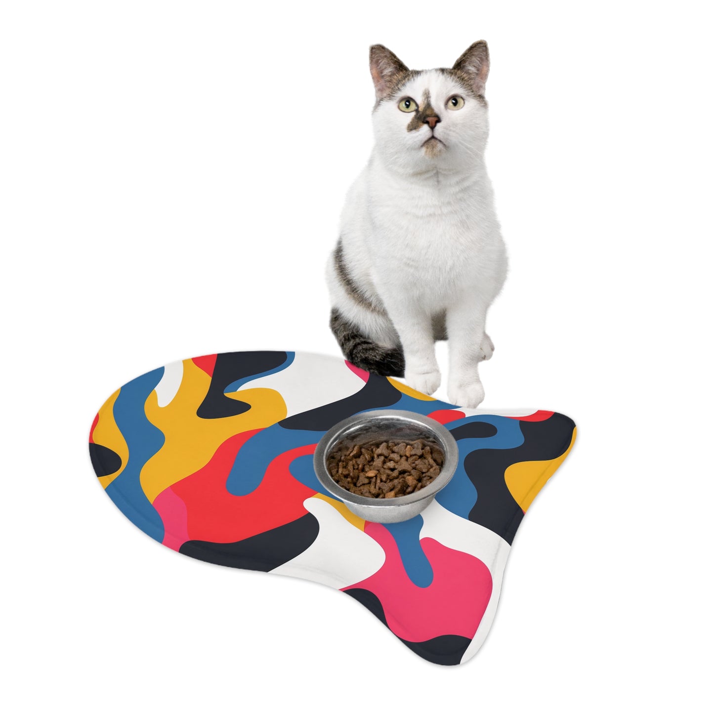 Abstract Pet Feeding Mat: Bold & Bright