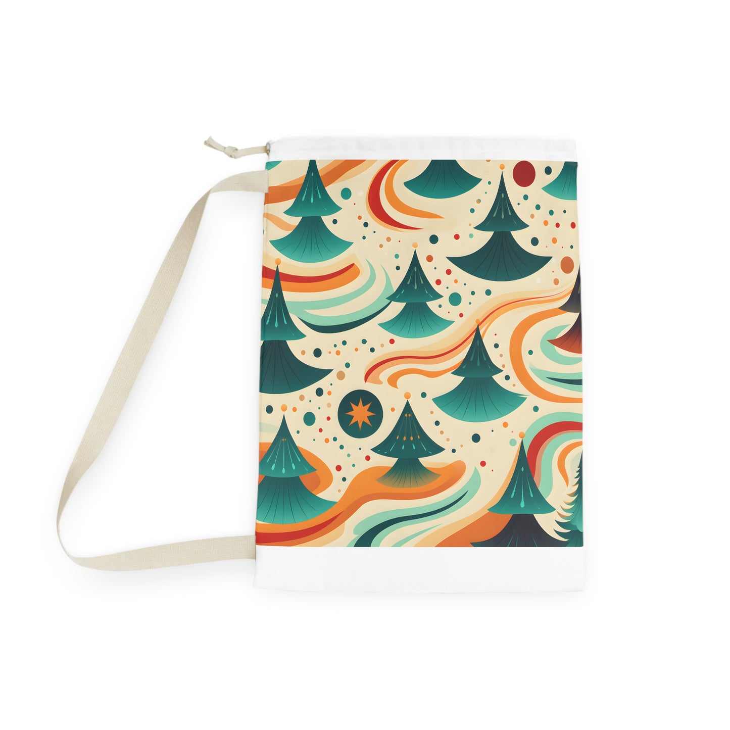 "Groovy 70s-inspired laundry bag with marine texture design, elevate your laundry routine"