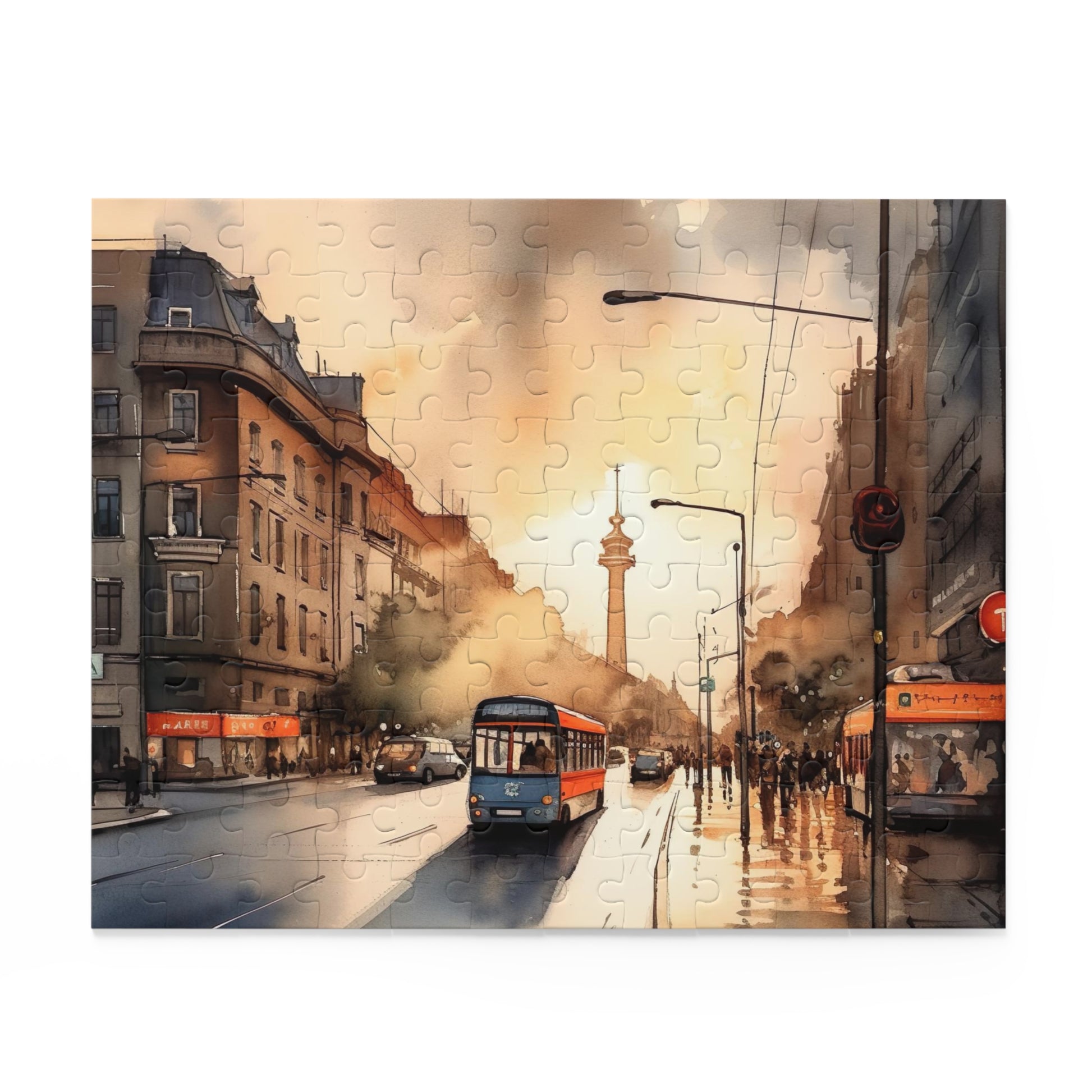 "Berlin Sunset jigsaw puzzle with vibrant skyline against colorful sky"