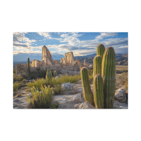 Cactus Shaped Like Ancient Ruins (Edition II) — Canvas Wall Art — Living Room Wall Lifestyle View