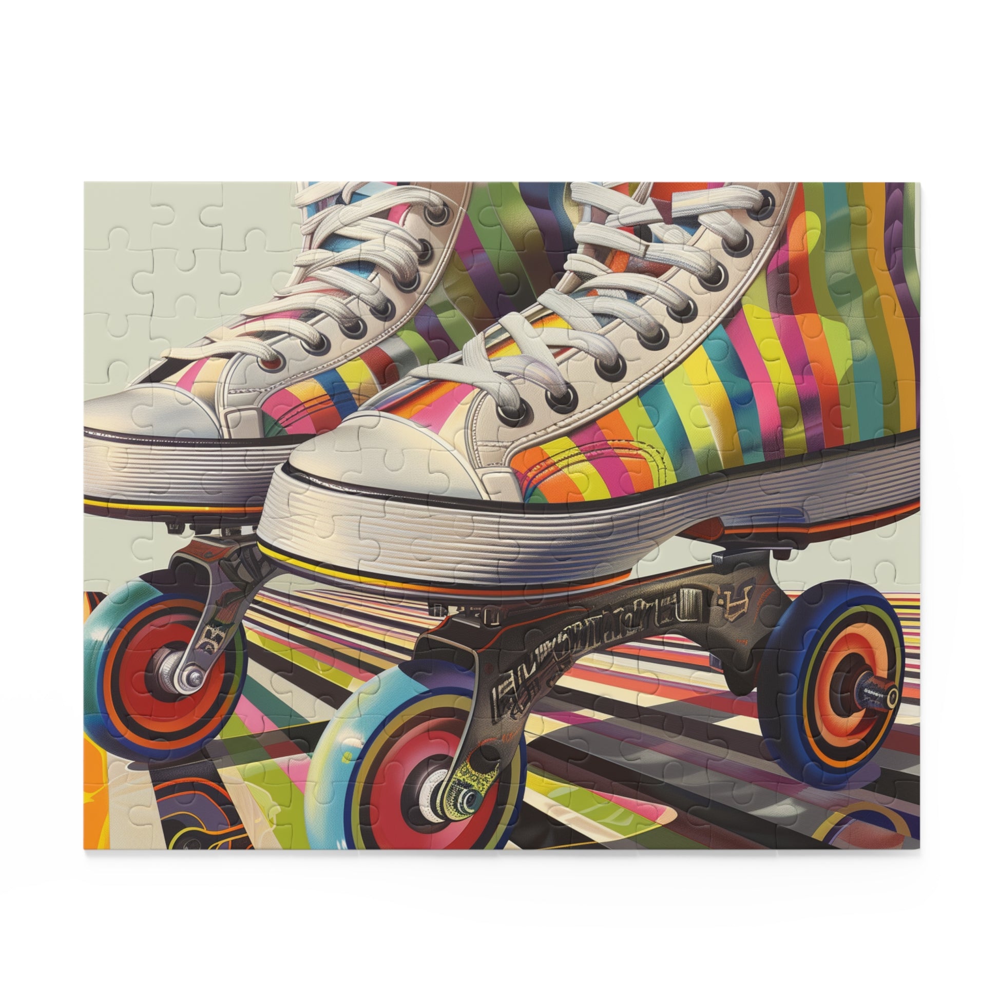 Vintage Retro Skate Stripe Jigsaw Puzzle - Colorful stripes, perfect for puzzle lovers and vintage enthusiasts