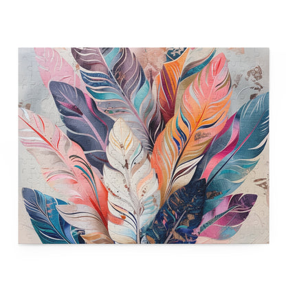 "Bohemian Feathers Jigsaw Puzzle - Vibrant colors and intricate details for relaxing entertainment"