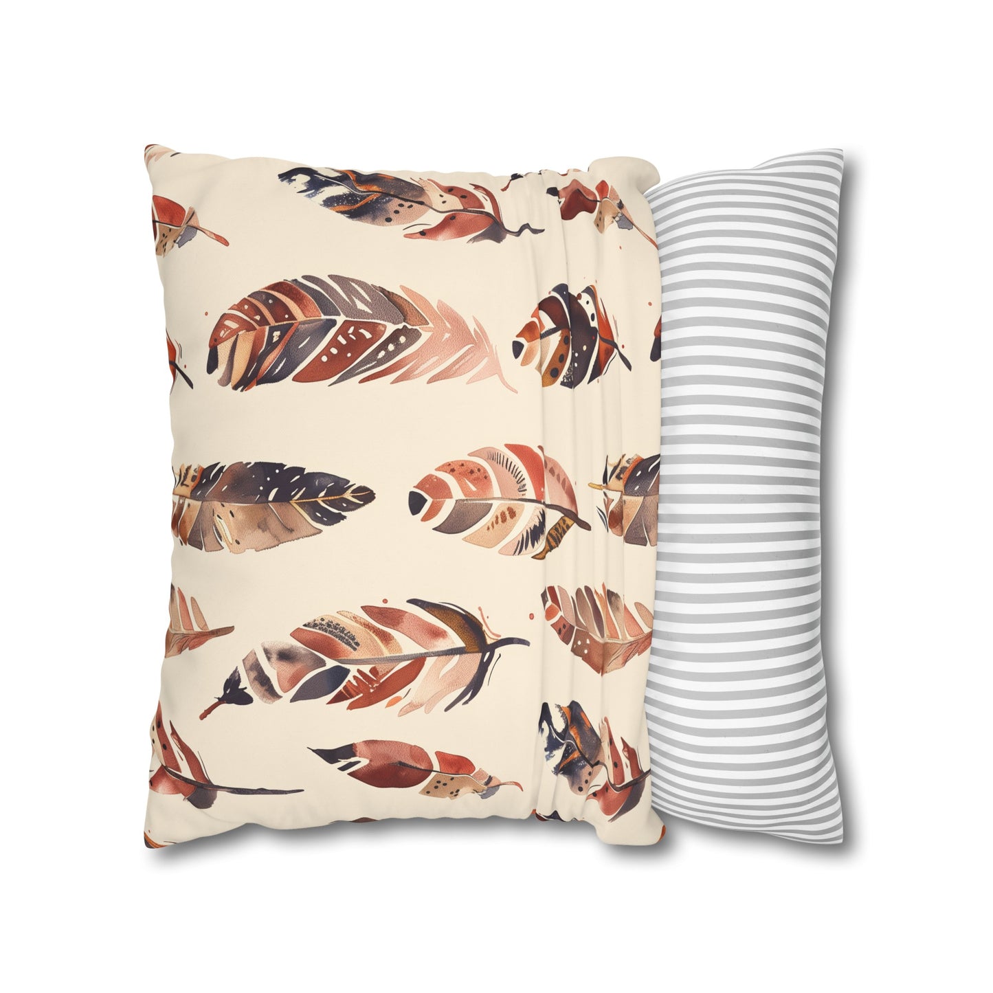 "Boho Feathers Pillowcase Collection - Transform your bedroom into a cozy bohemian oasis with whimsical seamless pattern pillowcase"