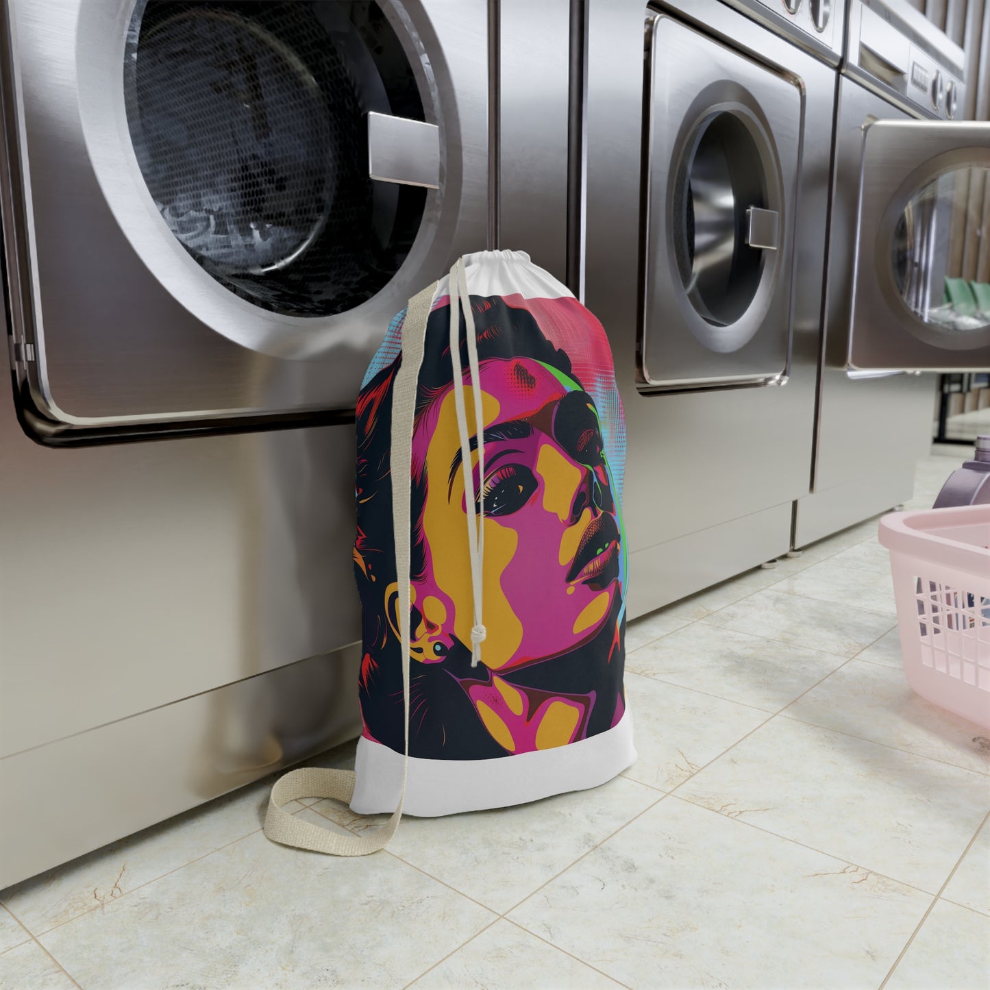 Colorful Pop Art Laundry Bag - Fun and Functional Laundry Room Organization - Artistic Portrait Design