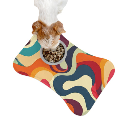 Retro Waves Pet Feeding Mat: Vibrant, Stylish & Functional