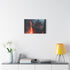 Levitating Temple Above Lava River — Canvas Wall Art — Kiln-Dried Pine Frame & Ready-to-Hang Back View