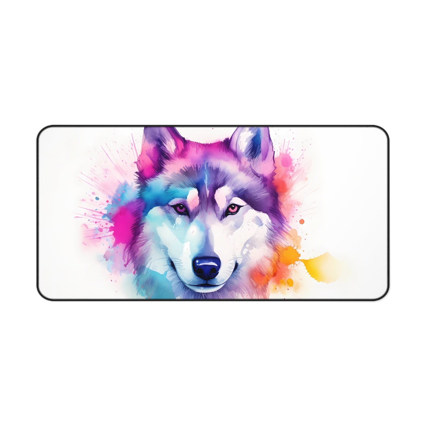 "Husky Haven Desk Mat - Vibrant and cute husky design to spruce up your workspace"