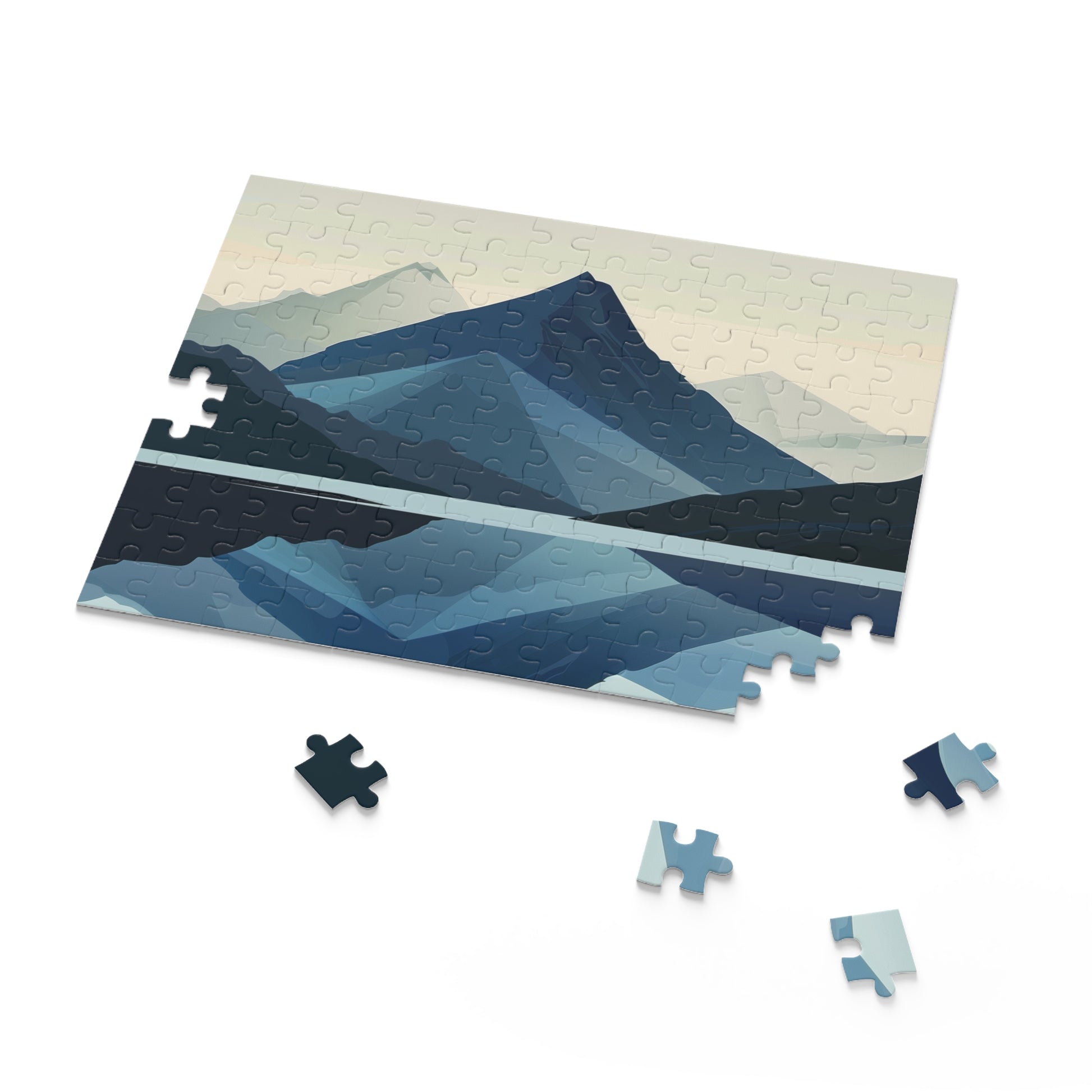 "Mountain Serenity Jigsaw Puzzle - Tranquil minimalist landscape for relaxation and mindfulness"