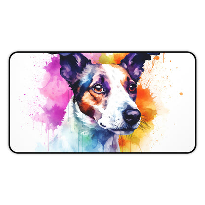 Jack Russell terrier desk mat brings joy to workspace, stay organized and stylish while working or studying.