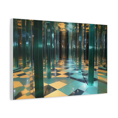 Mirror Maze Reflecting Other Dimensions — Canvas Wall Art — Side Profile & Stretched Corner Detail