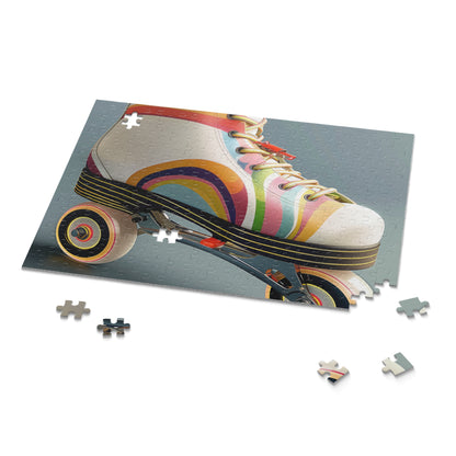 Retro Roller Skates Puzzle - Colorful jigsaw puzzle with vibrant stripes and intricate details