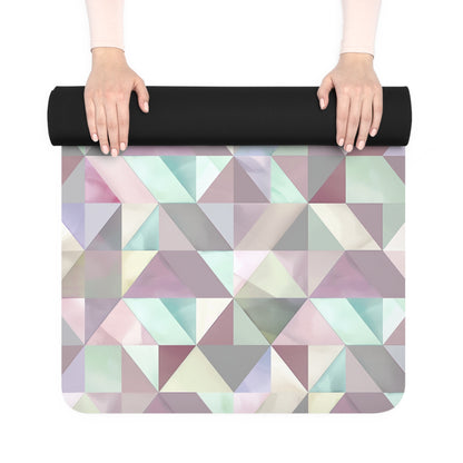 Pastel Geometrics Rubber Yoga Mat: Fun and Functional Design