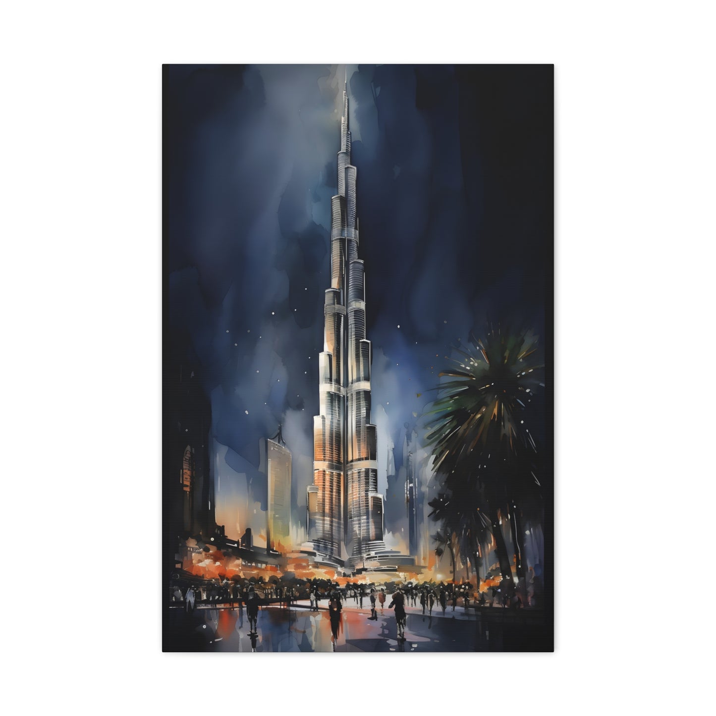 Dubai Skyline Silhouette Canvas: Burj Khalifa Watercolor | Canvas | Art & Wall Decor, Canvas, Fall Picks, Hanging Hardware, Home & Living, Indoor, Top Spring Products, Valentine's Day promotion | Prints with Passion