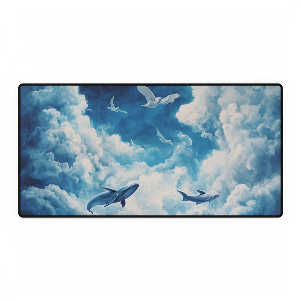 Sky Whales Grazing on Clouds — XL & XXL Desk Mat — Full Top-Down Artwork View
