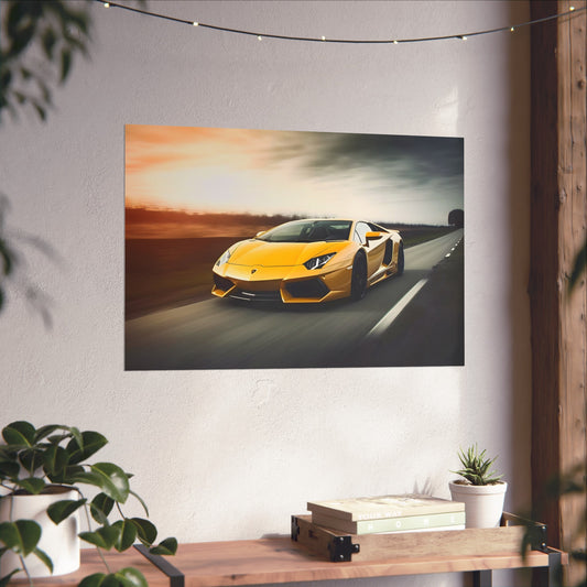 showcasing its essence of speed and luxury. Printed on high-quality material