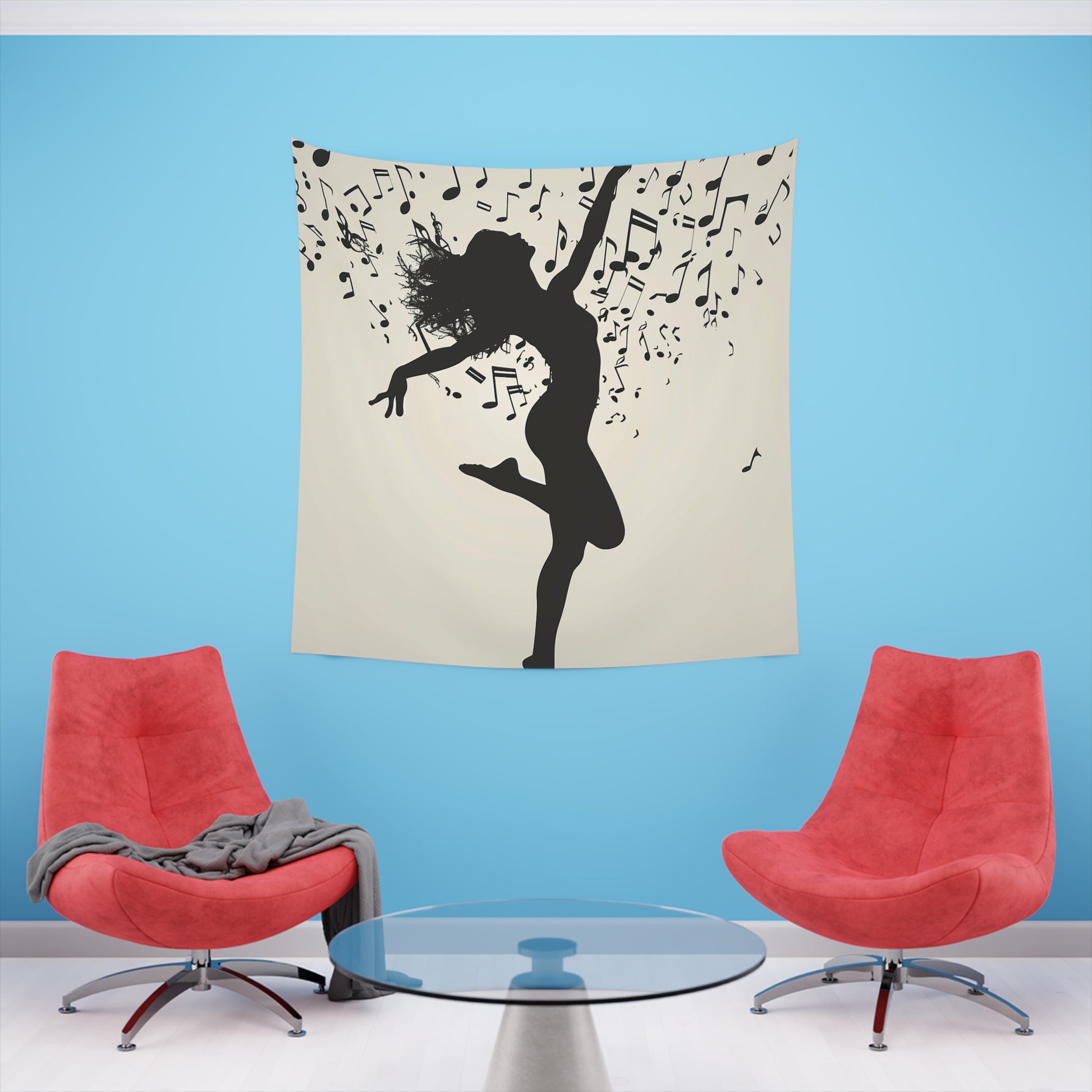 Rhythm & Grace: A Dancer's Tapestry | Wall Tapestry | All Over Print, AOP, Decor, Halloween, Home & Living, Home Decor, Indoor, Spring Essentials, Sublimation, Tapestry | Prints with Passion