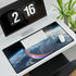 Surreal Dream Bubble Drifting Over Earth — XL & XXL Desk Mat — 3mm Non-Slip Natural Rubber Base Detail