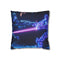 Robot Knight Dueling Holographic Enemy — 40×40 Cushion Cover — Front 40×40 cm Square Cushion View