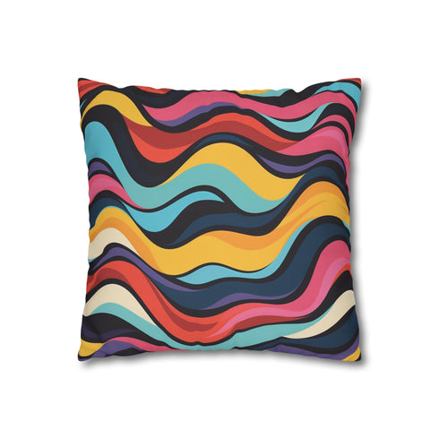 Retro 70s Groovy Swirl Seamless Pattern Square Cushion Cover - View 3 | Prints With Passion