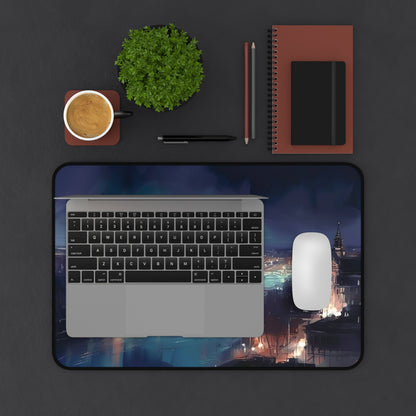 "London Night Desk Mat - Elevate workspace with stunning cityscape at night for sophistication and style"