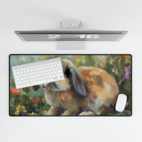 Cute Holland Lop Bunny Watercolor — XL & XXL Desk Mat — Product Detail View 5