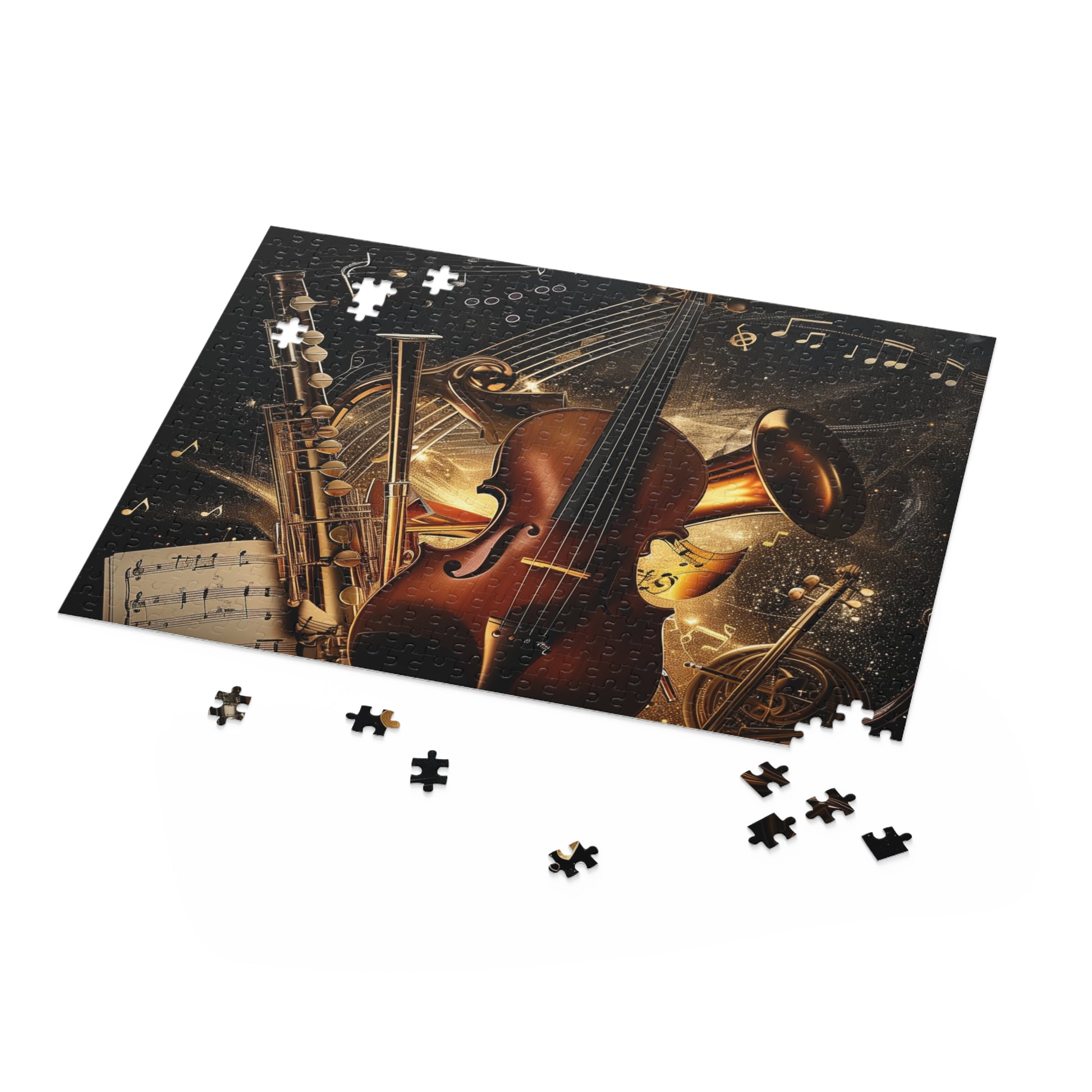 "Musical Harmony Puzzle Set with music notes and instruments, ideal for all ages"