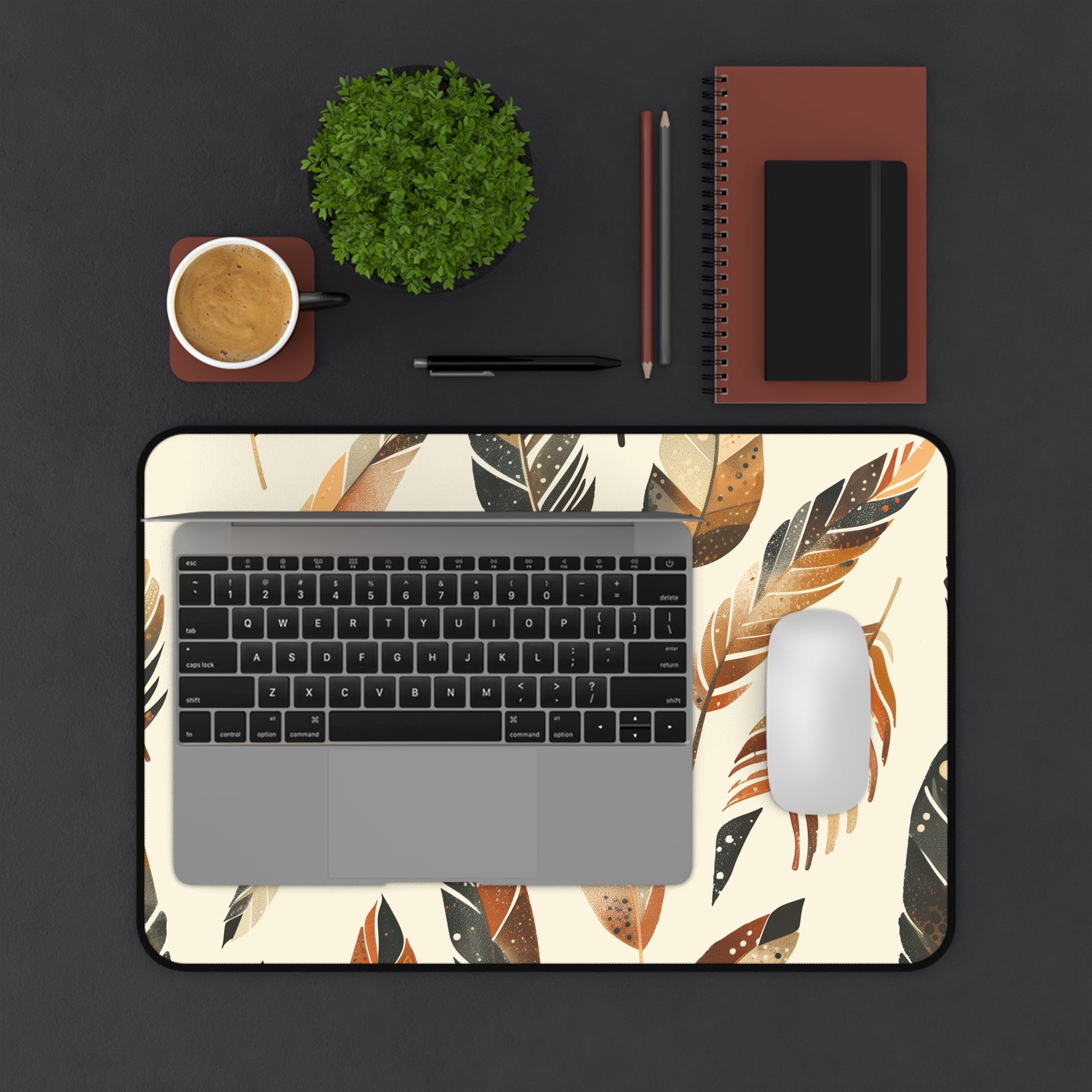 Boho Feathers Desk Mat - Add Bohemian Style to Your Workspace!