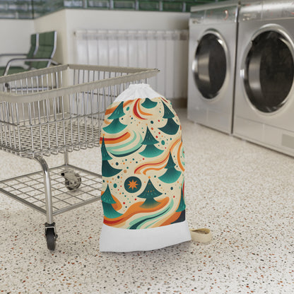 "Retro Marine Laundry Bag with Groovy 70s-Inspired Design for Organized Laundry Routine"