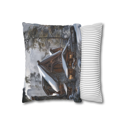 "Rustic Wilderness Escape Pillowcase - High-Quality & Stylish Cabin Design for All Seasons"