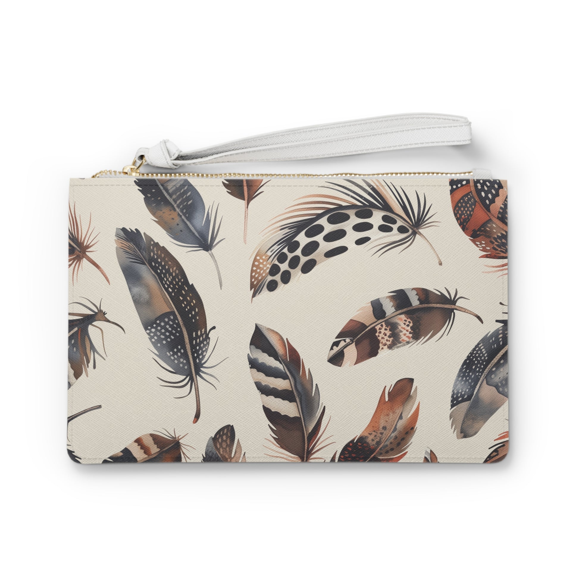 Boho Feathers Clutch Bag | Clutch Bags | Accessories, All Over Print, AOP, Assembled in the USA, Assembled in USA, Bags, Made in the USA, Made in USA, Vegan | Prints with Passion