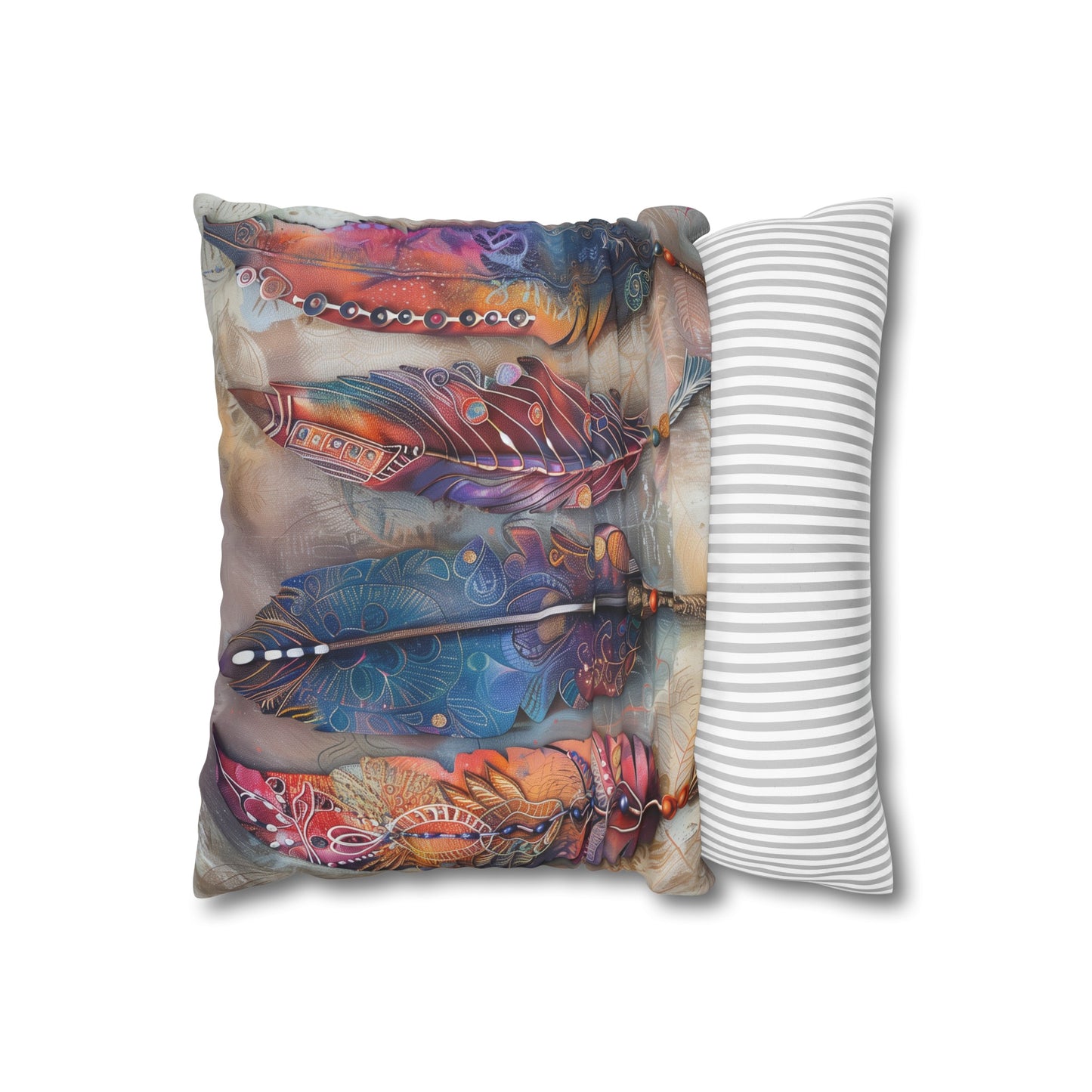 "Bohemian Dreams Feather Pillowcase - High-quality, stylish, and perfect for all seasons. Add a touch of natural beauty to your bedroom. Makes a great gift! Shop now."