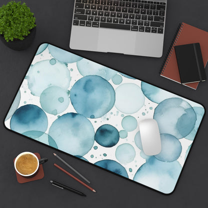 "EyeTide Desk Mat - Mesmerizing eye pattern in ice blue water color, perfect for adding whimsy to your workspace"