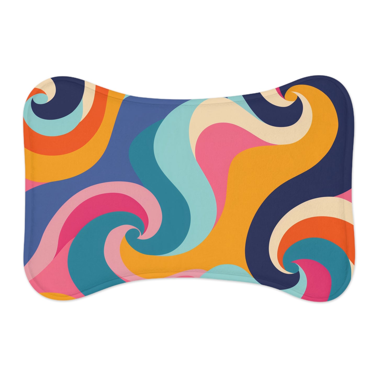 Retro Waves Pet Feeding Mat: Vibrant & Seamless