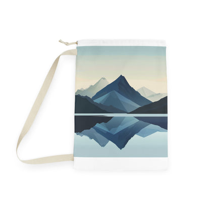 "Minimalist mountain landscape laundry bag - ideal for keeping laundry organized with serene mountain scenery design"