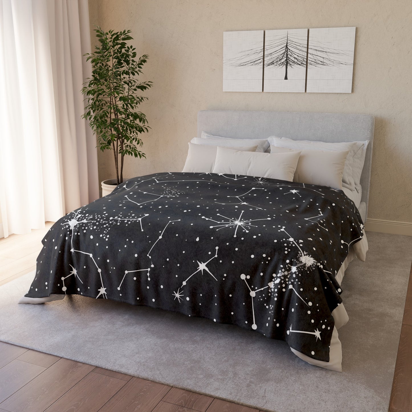 this blanket will transport you to a starry night sky. Perfect for stargazing or cozying up indoors on a chilly night.