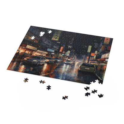 Tokyo Nighttime Skyline jigsaw puzzle featuring stunning beauty of vibrant city lights and iconic landmarks. Perfect for puzzlers craving a captivating scene.