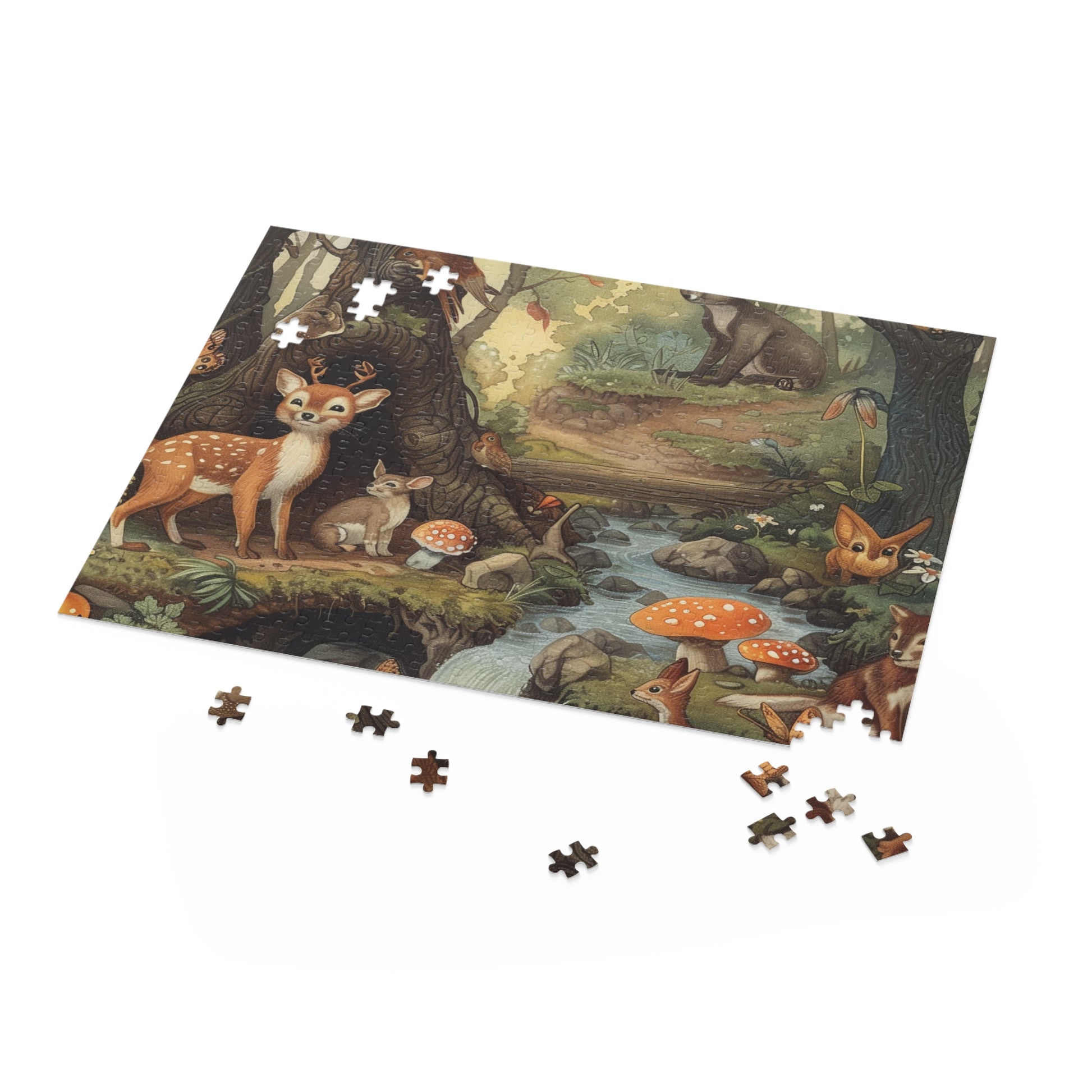 Forest Friends Jigsaw Puzzle - Explore the enchanting woodland world with this captivating puzzle featuring adorable creatures in their habitat. Ideal for nature lovers and puzzle fans.