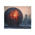 Lava Sphere Orbiting Frozen City Plush Fleece Throw Blanket