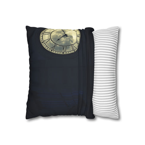 Clocktower Powered by Moon Phases (Edition II) — 40×40 Cushion Cover — Sofa & Living Room Lifestyle View