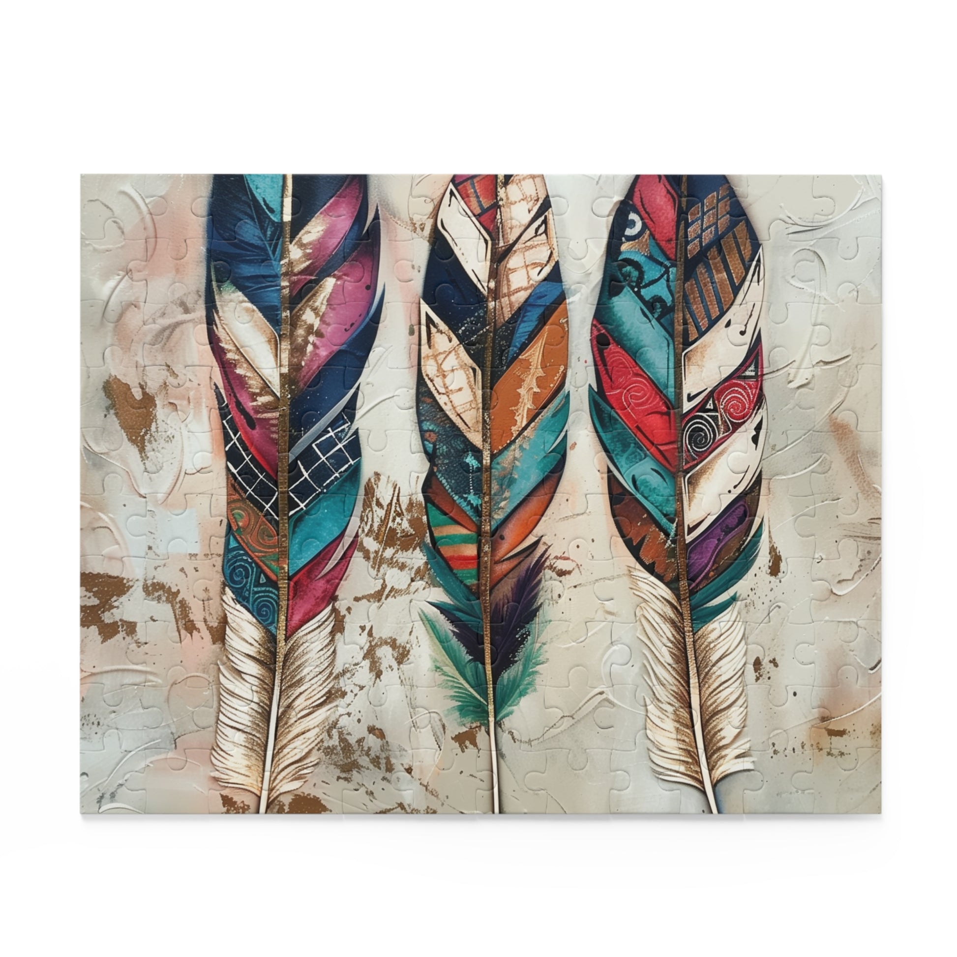 Colorful Bohemian Feather Jigsaw Puzzle for Relaxation and Mindfulness