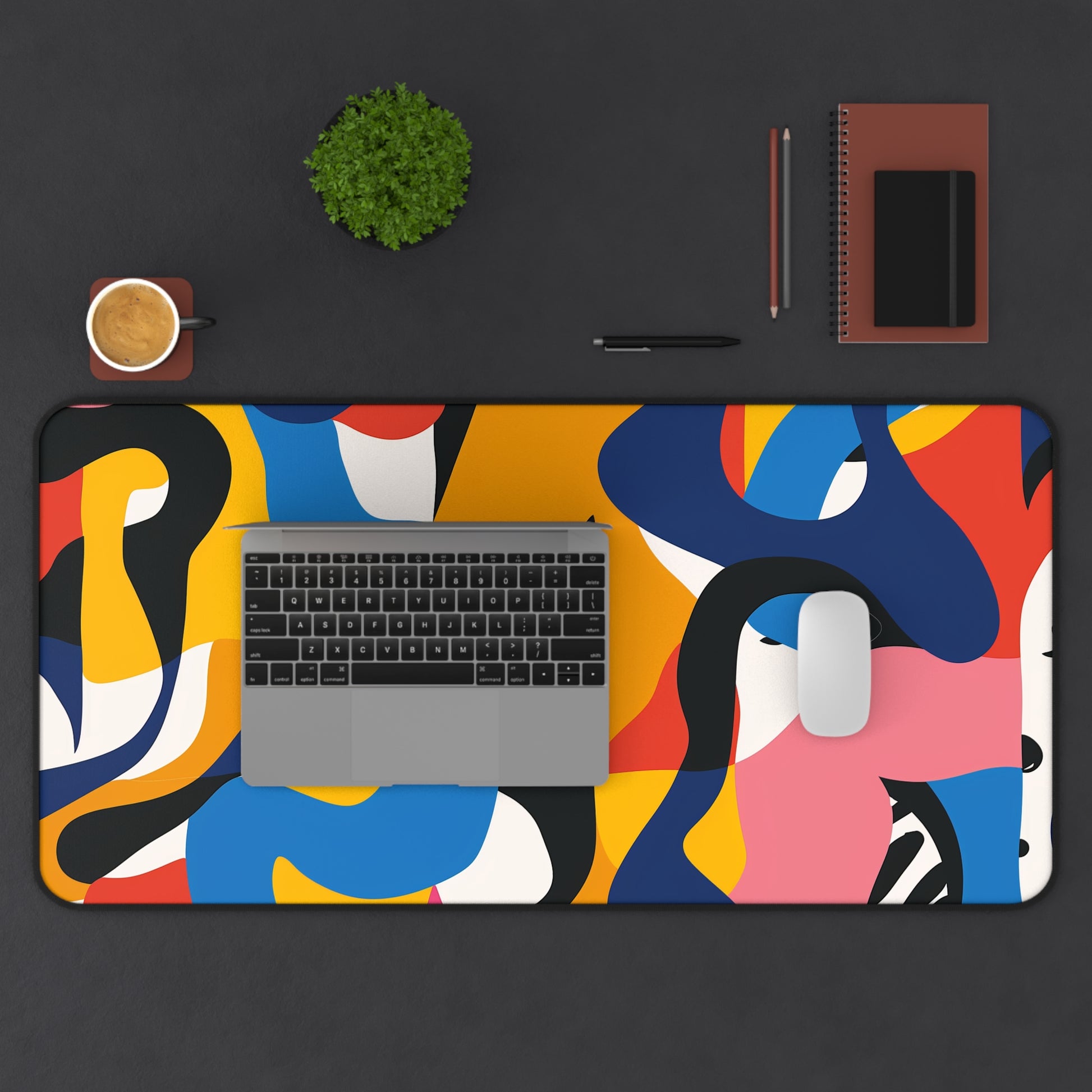 "Abstract Bold Bright Desk Mat - Modern seamless pattern for stylish workspace protection"