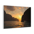 Maya Bay Tropical Limestone Cliffs Sunset Stretched Canvas Wall Art - View 3 | Prints With Passion