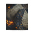 Lava Moth Resting on Burning Scroll — Plush Fleece Throw Blanket — Product Detail View 7
