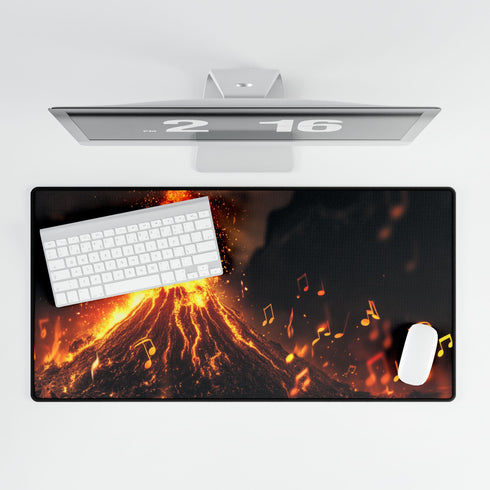 Volcano Erupting into Music Notes — XL & XXL Desk Mat — Product Detail View 5
