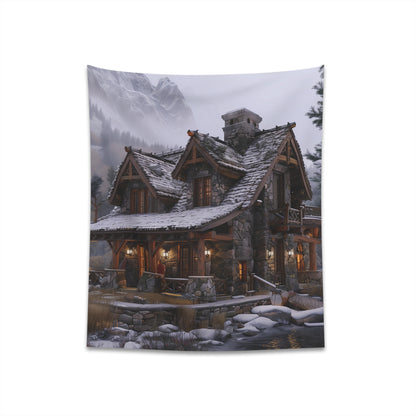 "Mountain Retreat: Rustic Cabin Tapestry for Cozy Décor - High-Quality & Stylish - Perfect for All Seasons - Makes a Great Gift"