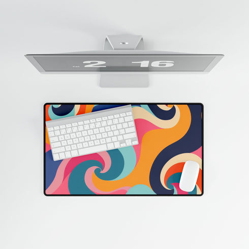 Vibrant Retro 70s Ocean Waves — XL & XXL Desk Mat — Product Detail View 8