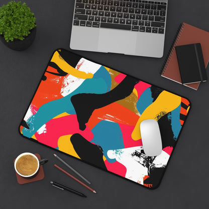 "Vibrant abstract desk mat with modern seamless pattern for stylish workspace protection"