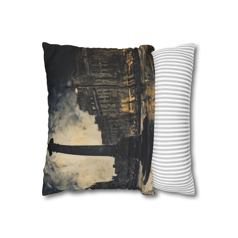Trafalgar Square London Rainy Evening — 40×40 Cushion Cover — Sofa & Living Room Lifestyle View