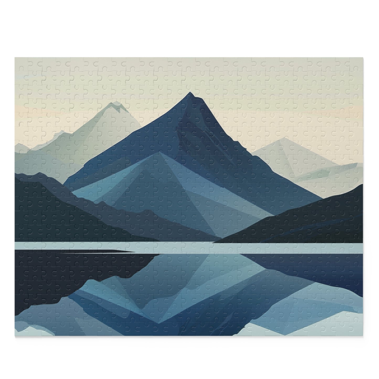 "Mountain Serenity Jigsaw Puzzle - Relaxing minimalist landscape, perfect for mindfulness"