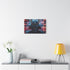Samurai Helmet over Digital Grid — Canvas Wall Art — Kiln-Dried Pine Frame & Ready-to-Hang Back View